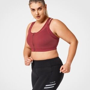 NEW Yvette high support sports bra zip front double racerback 36D F